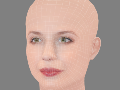 Anna Chipovskaya Head - No Hair - Low poly head for game 3D Model