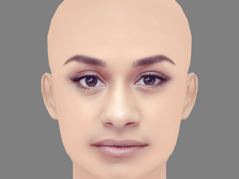 Ariana DeBose Head - No Hair - Low poly head for game Modelo 3D