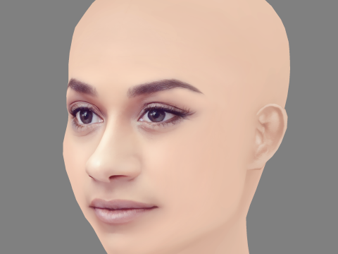 Ariana DeBose Head - No Hair - Low poly head for game Modelo 3D