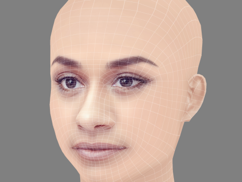 Ariana DeBose Head - No Hair - Low poly head for game Modelo 3D