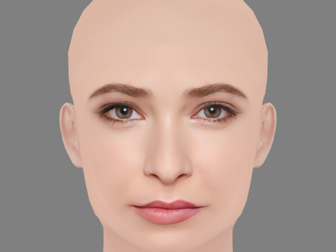 Ashleigh Cummings Head - No Hair - Low poly head for game 3D Model