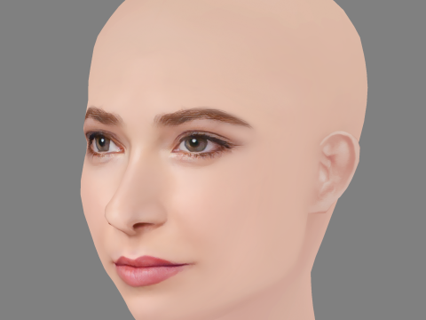 Ashleigh Cummings Head - No Hair - Low poly head for game 3D Model