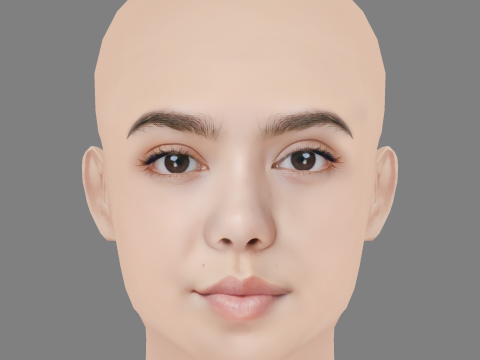 Aulii Cravalho Head - No Hair - Low poly head for game 3D Модель