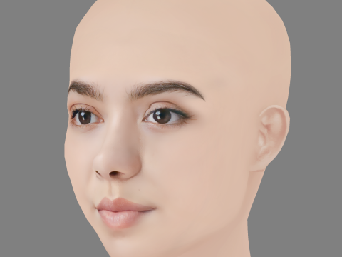 Aulii Cravalho Head - No Hair - Low poly head for game 3D Модель