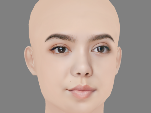 Aulii Cravalho Head - No Hair - Low poly head for game 3D Модель