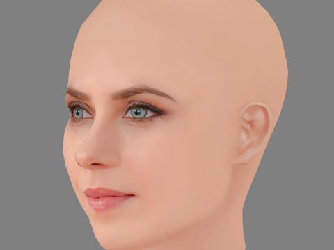 Aura Garrido Head - No Hair - Low poly head for game 3D Model