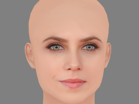 Aura Garrido Head - No Hair - Low poly head for game 3D Model