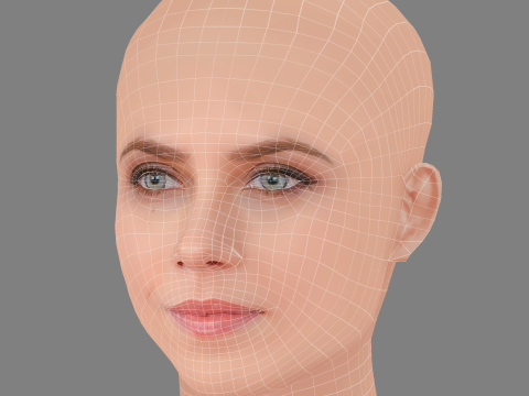 Aura Garrido Head - No Hair - Low poly head for game 3D Model