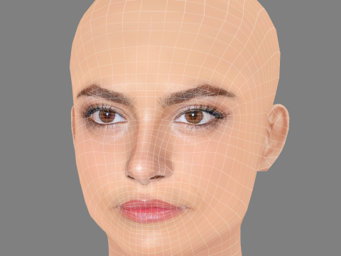 Aurora Giovinazzo Head - No Hair - Low poly head for game 3D Model
