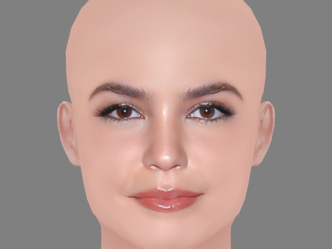 Bailee Madison Head - No Hair - Low poly head for game Modelo 3D