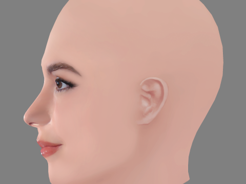 Bailee Madison Head - No Hair - Low poly head for game Modelo 3D