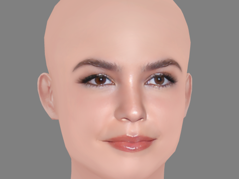 Bailee Madison Head - No Hair - Low poly head for game Modelo 3D