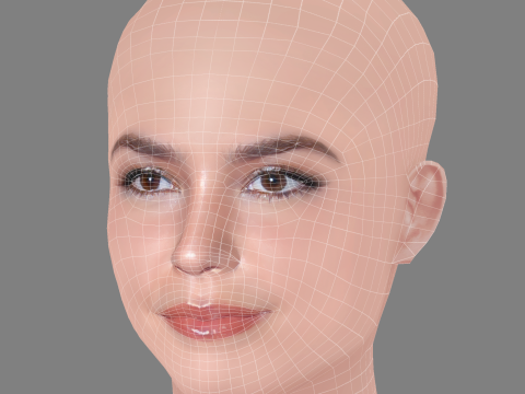 Bailee Madison Head - No Hair - Low poly head for game Modelo 3D