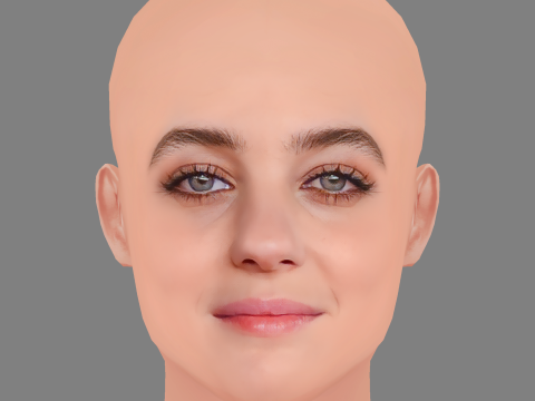 Beatrice Granno Head - No Hair - Low poly head for game Modello 3D