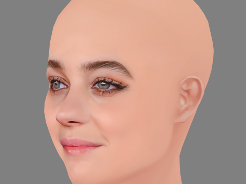 Beatrice Granno Head - No Hair - Low poly head for game Modello 3D