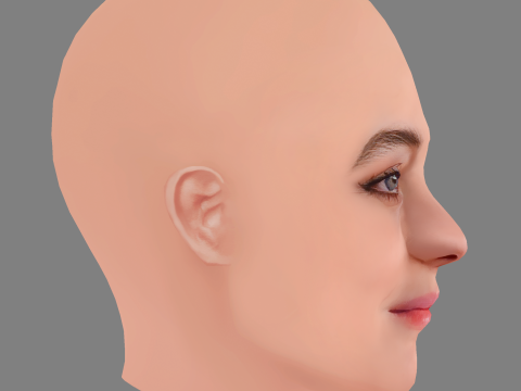Beatrice Granno Head - No Hair - Low poly head for game Modello 3D