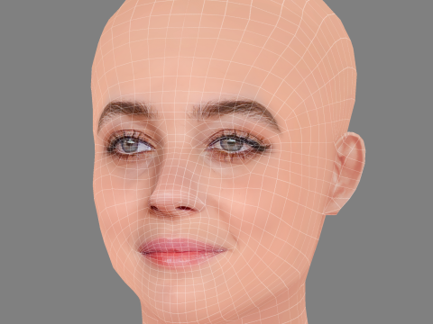 Beatrice Granno Head - No Hair - Low poly head for game Modello 3D