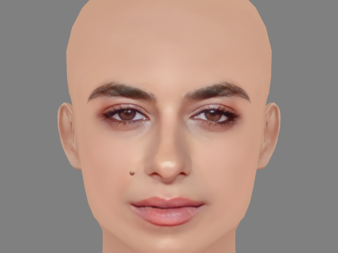 Begona Vargas Head - No Hair - Low poly head for game Modello 3D