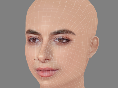 Begona Vargas Head - No Hair - Low poly head for game Modello 3D