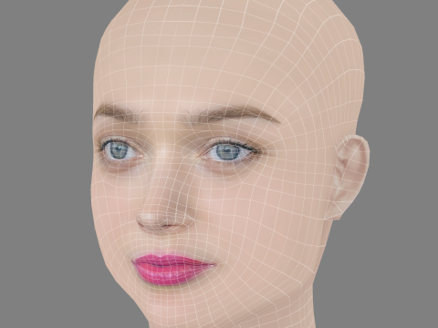 Bella Heathcote Head - No Hair - Low poly head for game 3D Model