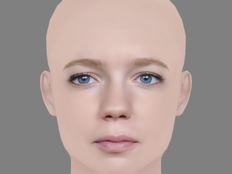 Bella Lack Head - No Hair - Low poly head for game 3D Model