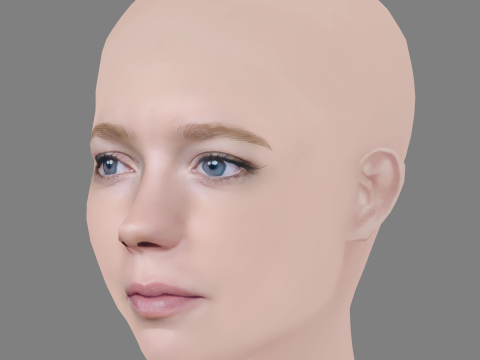 Bella Lack Head - No Hair - Low poly head for game 3D Model