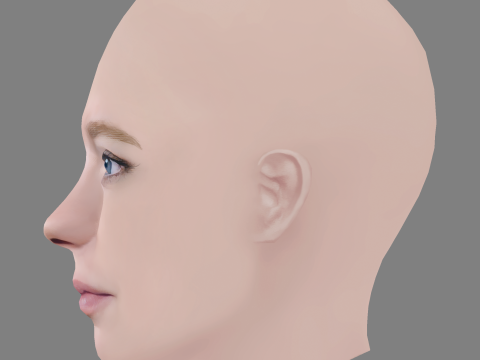 Bella Lack Head - No Hair - Low poly head for game 3D Model