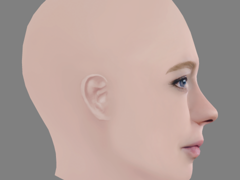 Bella Lack Head - No Hair - Low poly head for game 3D Model
