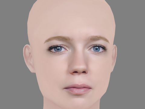 Bella Lack Head - No Hair - Low poly head for game 3D Model