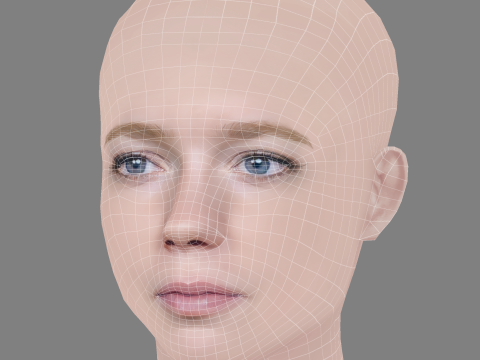Bella Lack Head - No Hair - Low poly head for game 3D Model