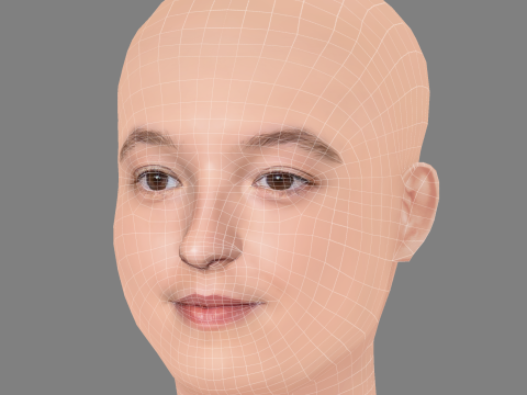 Bella Ramsey Head - No Hair - Low poly head for game Modelo 3D