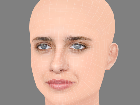 Benedetta Porcaroli Head - No Hair - Low poly head for game Modelo 3D