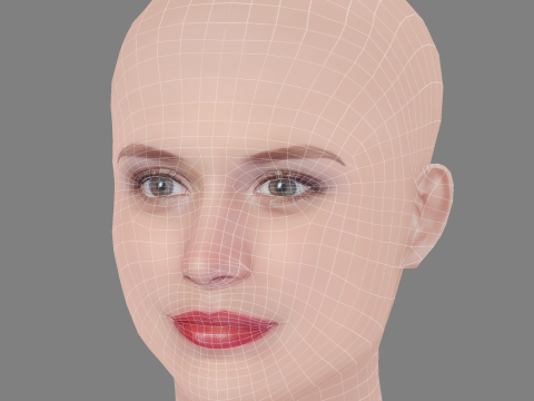 Bianca Bin Head - No Hair - Low poly head for game 3D 모델