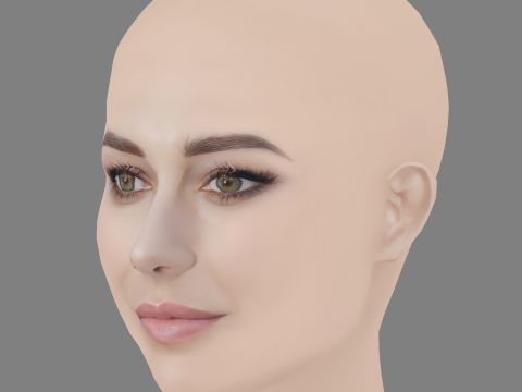 Blanca Suarez Head - No Hair - Low poly head for game 3D Model