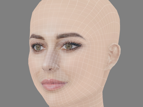 Blanca Suarez Head - No Hair - Low poly head for game 3D Model
