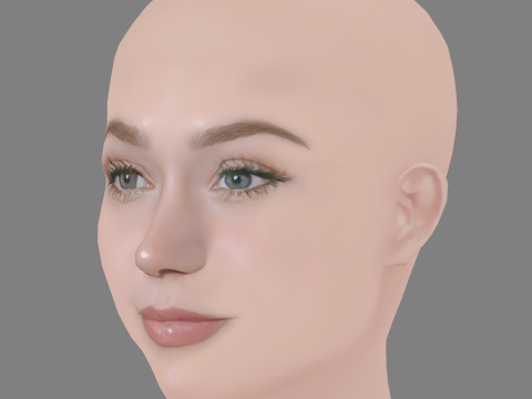 Brec Bassinger Head - No Hair - Low poly head for game Modelo 3D