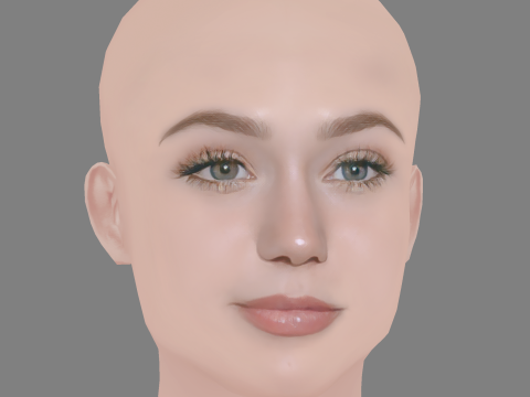 Brec Bassinger Head - No Hair - Low poly head for game Modelo 3D