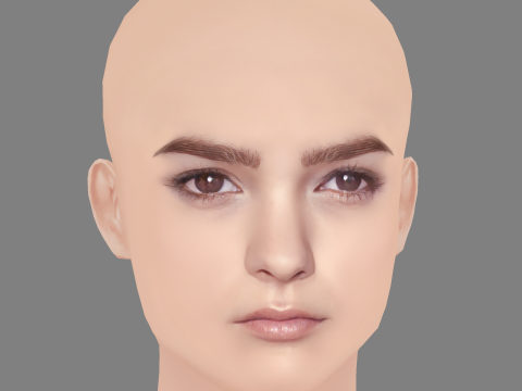 Brianna Hildebrand Head - No Hair - Low poly head for game 3D 模型