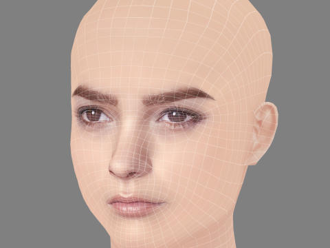 Brianna Hildebrand Head - No Hair - Low poly head for game 3D 模型