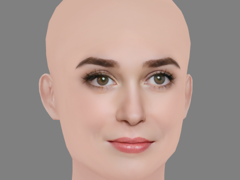 Brittany Bristow Head - No Hair - Low poly head for game 3D Model