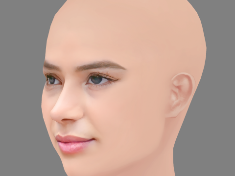 Bruna Marquezine Head - No Hair - Low poly head for game 3D 모델