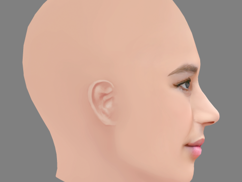 Bruna Marquezine Head - No Hair - Low poly head for game 3D 모델