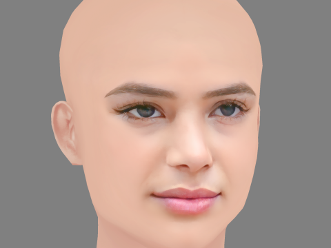 Bruna Marquezine Head - No Hair - Low poly head for game 3D 모델