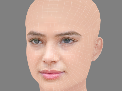 Bruna Marquezine Head - No Hair - Low poly head for game 3D 모델