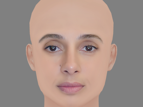 Camila Pitanga Head - No Hair - Low poly head for game 3D Model