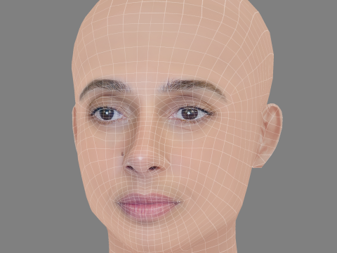 Camila Pitanga Head - No Hair - Low poly head for game 3D Model