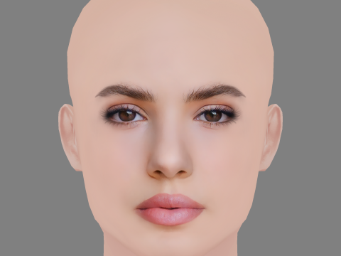 Camila Queiroz Head - No Hair - Low poly head for game Modelo 3D