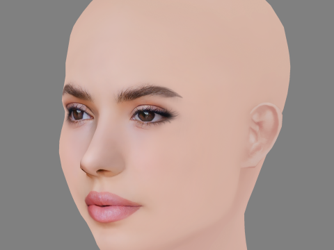 Camila Queiroz Head - No Hair - Low poly head for game Modelo 3D