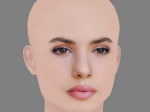 Camila Queiroz Head - No Hair - Low poly head for game Modelo 3D