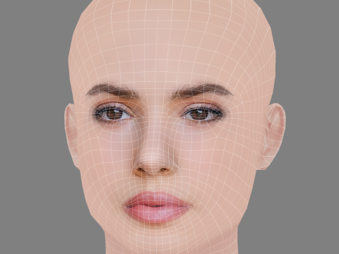Camila Queiroz Head - No Hair - Low poly head for game Modelo 3D
